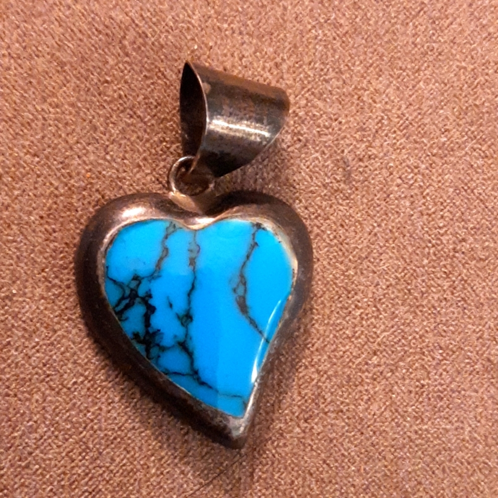 Vintage Mexico sterling turquoise pendant